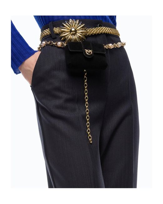 Pinko Blue Stretch Wool-Blend Cigarette Trousers