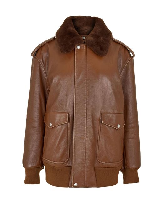 Prada Brown Casual And Versatile Leather Jacket