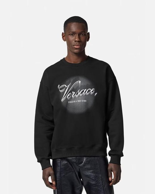 Versace Black Graphic-Print Sweatshirt for men