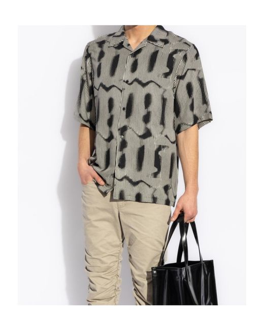 M I S B H V Gray Short-Sleeved Patterned Shirt for men