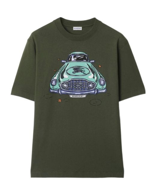Burberry Green Car Cotton T-Shirt for men