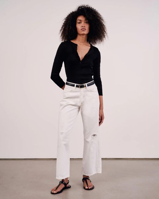 Nili Lotan Blue Button Down Collar Jersey Top