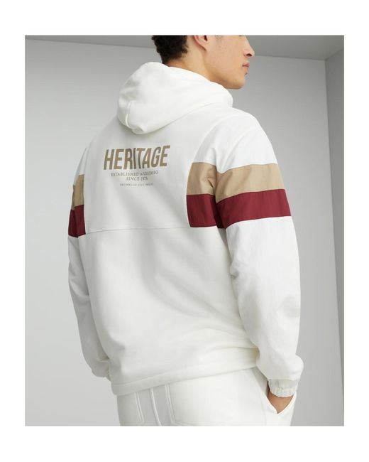Brunello Cucinelli White Panelled Logo-Printed Drawstring Hoodie for men