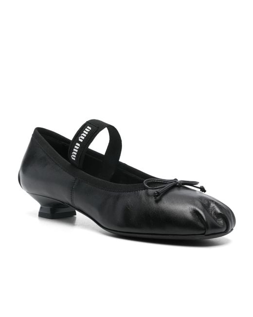 Miu Miu Black Bow-Detailed Ballet Pumps
