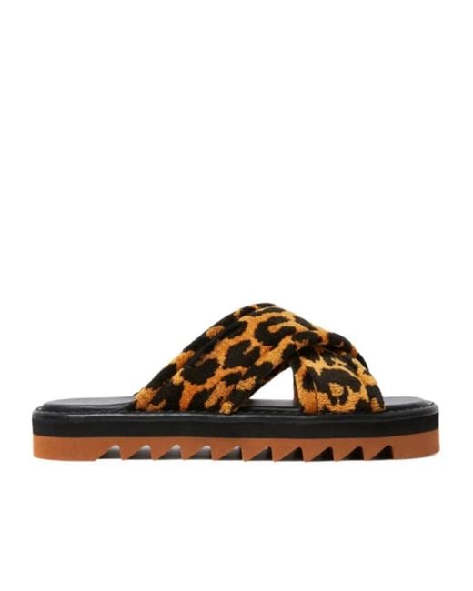 Stella McCartney Brown Sneak-Elyse Leopard Twisted Sandals