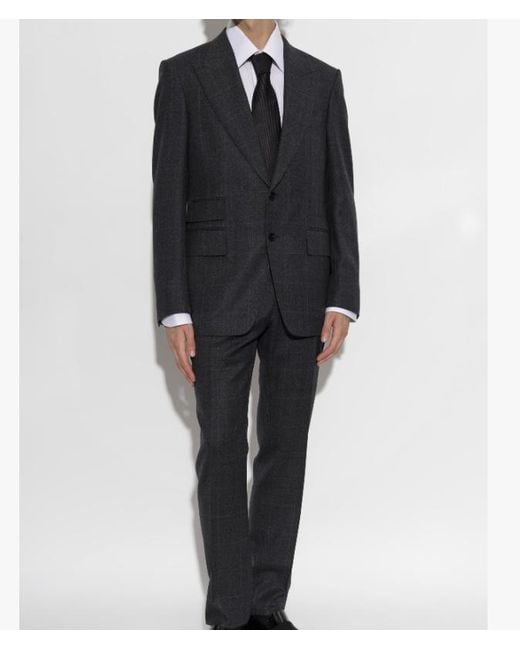 Tom Ford Black Lapel Long-Sleeve Suit for men