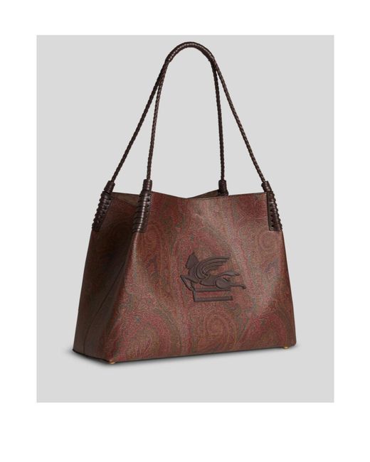 Etro Brown Medium Paisley Libra Tote Bag