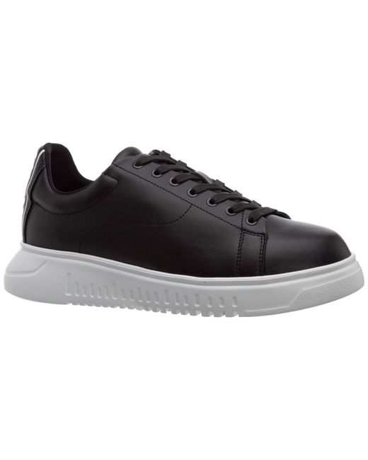 Emporio Armani Black Low Top Wedge Sole Sneakers for men
