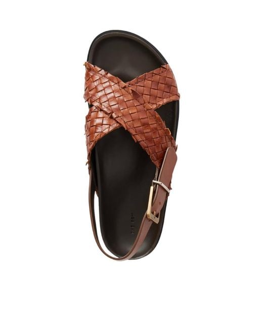 The Row Brown Buckle Flat Sandals