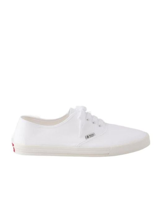 Prada White Drill Lace-Up Sneakers for men