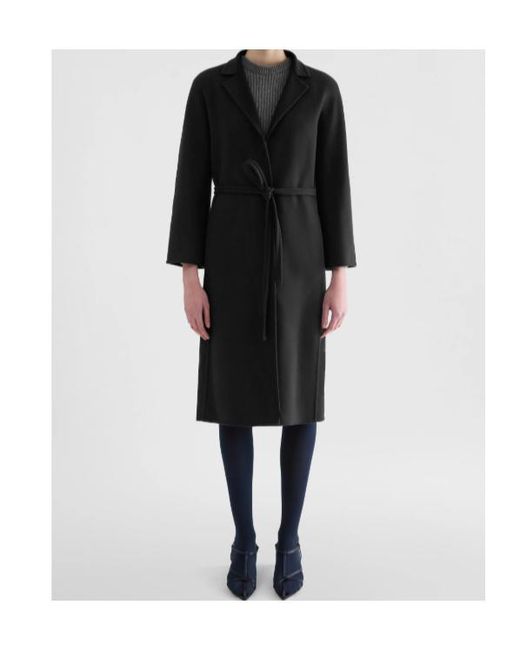 Jil Sander Black 84 Db Belted Wrap Coat