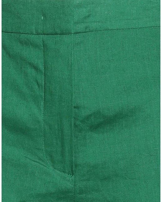 Max Mara Green Solid Color Wide-Leg Trousers