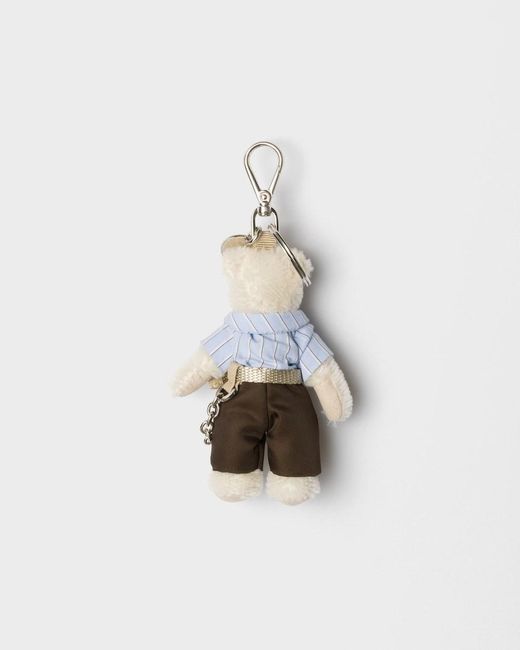Prada White Teddy Keychain for men