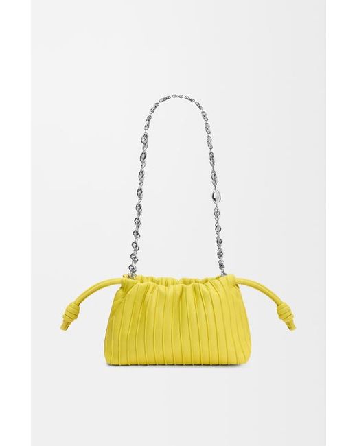 Loewe Yellow Mini Flamenco Pleats Purse