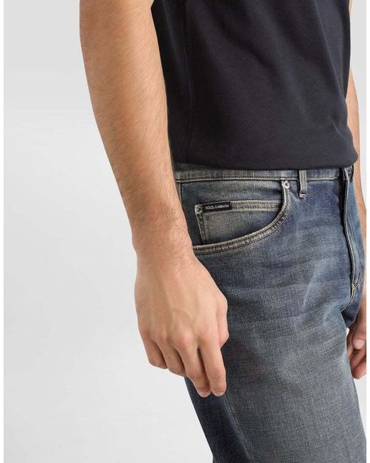 Dolce & Gabbana Blue Logo Plaque Jeans for men