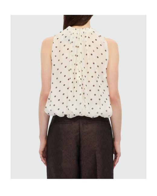MSGM White Polka Dot Sleeveless Blouse