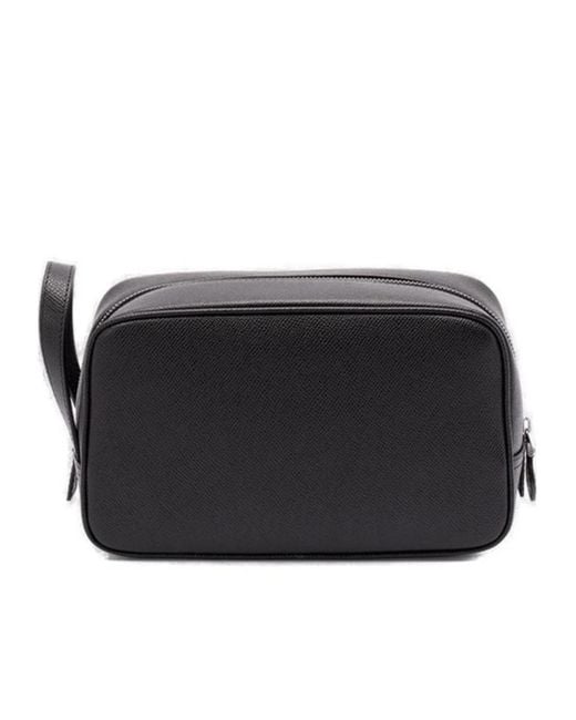 Dolce & Gabbana Black Logo Plaque Zipped Beauty Case for men