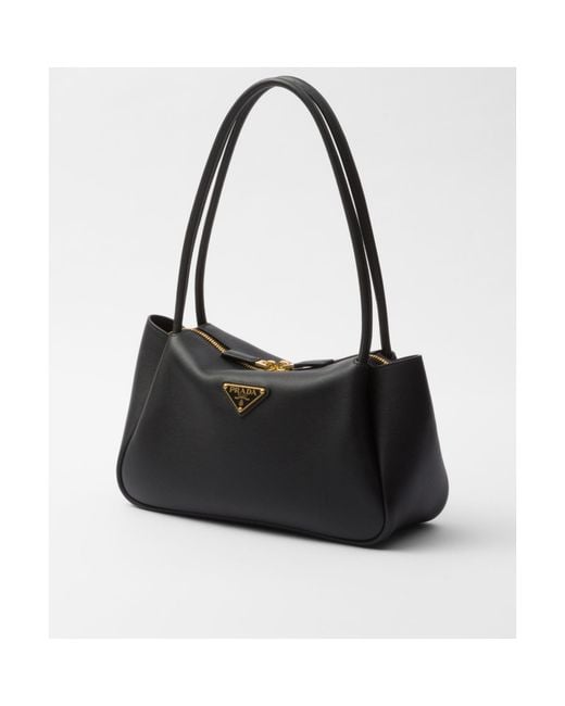 Prada Black Logo Plaque Medium Tote Bag