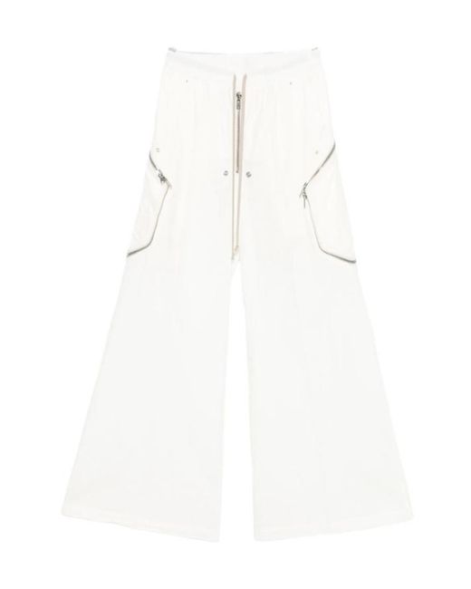 Rick Owens White Zip-Pocket Straight Trousers for men