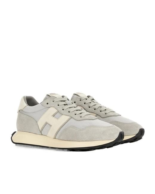 Hogan White H601 Lace-Up Sneakers for men