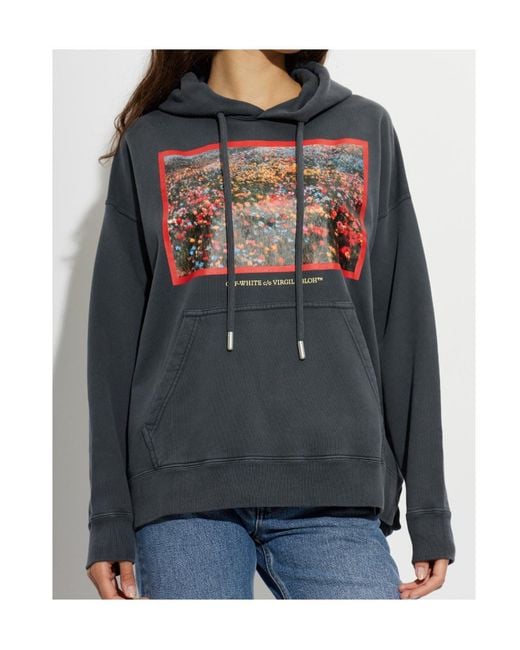 Off-White c/o Virgil Abloh Gray Long-Sleeve Hooded Sweatshirt