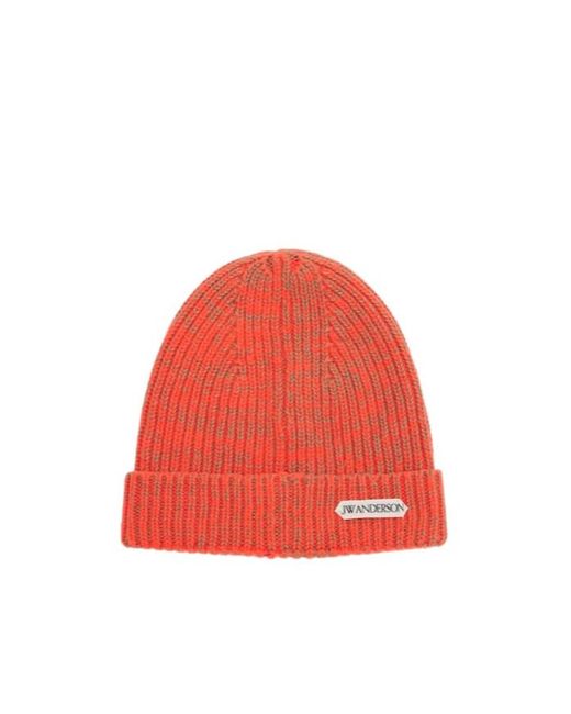 J.W. Anderson Red Ribbed-Knit Wool And Cotton Beanie