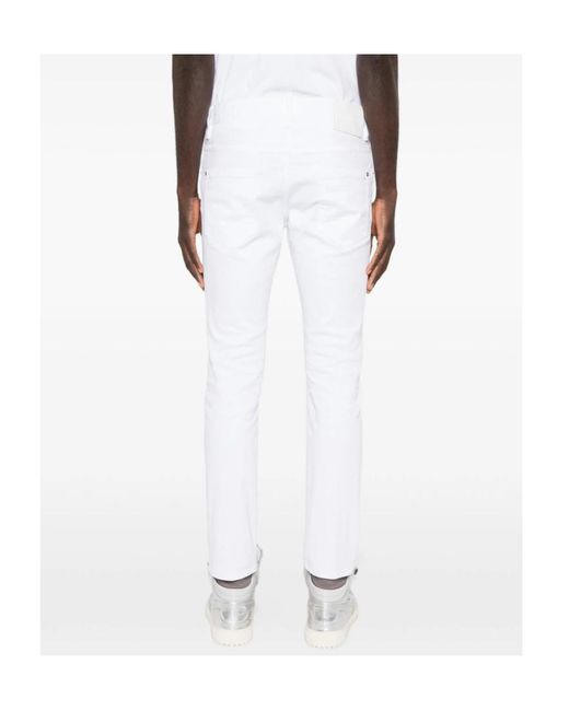 DSquared² White Skater Rivet Skinny Five-Pocket Jeans for men