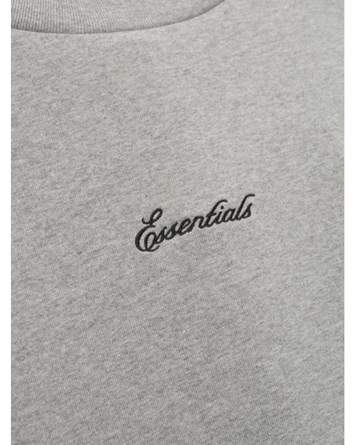 Fear Of God Gray Logo Printed Crewneck T-Shirt for men