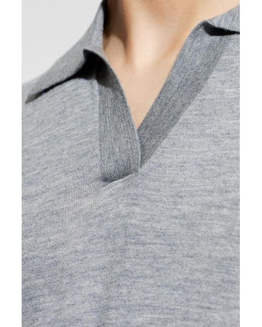 Lisa Yang Gray Peter Knitted Polo Shirt for men