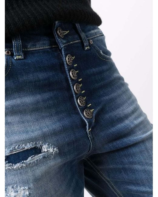 Dondup Blue Distressed Cropped Jeans