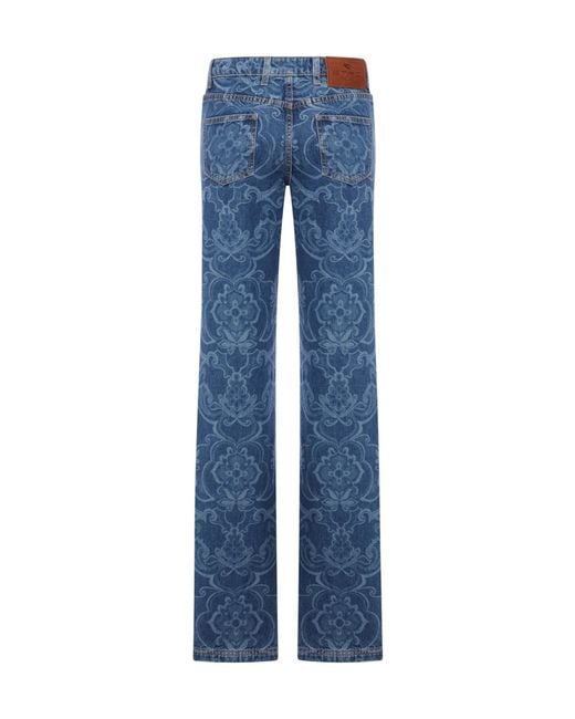 Etro Blue Paisley Flared Jeans