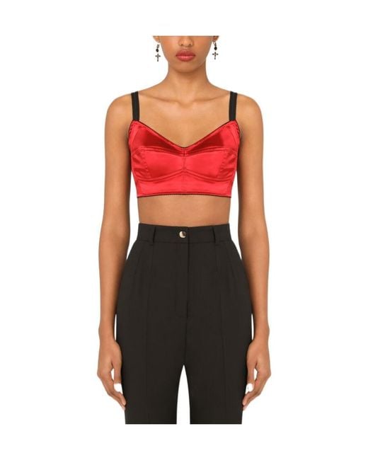 Dolce & Gabbana Red Cropped Bustier Top