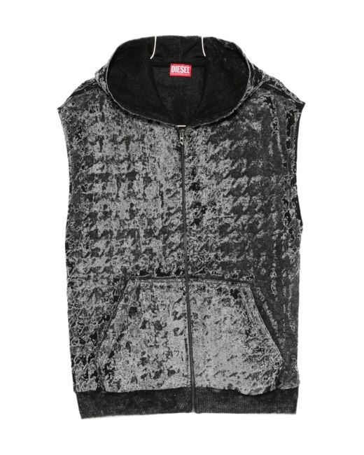 DIESEL Black Kangaroo Pocket Hooded Vest for men