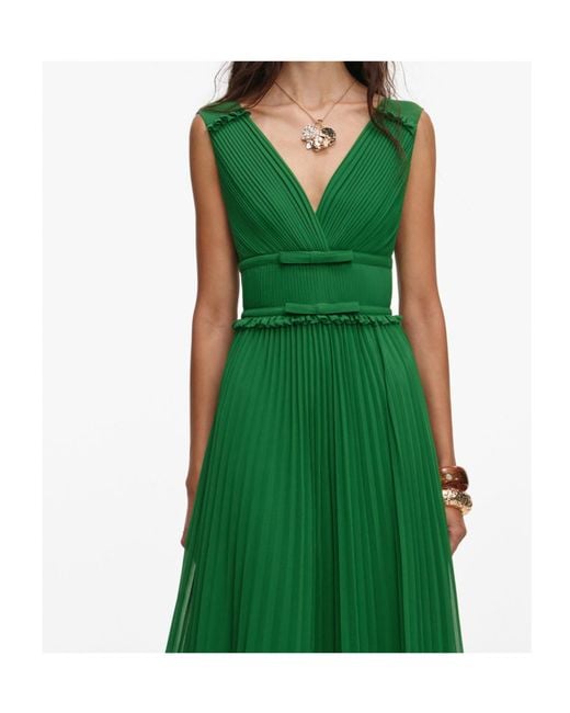 Self-Portrait Green Chiffon Midi Dress