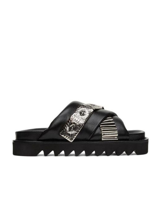 Toga Virilis Black Cross-Strap Sandals for men