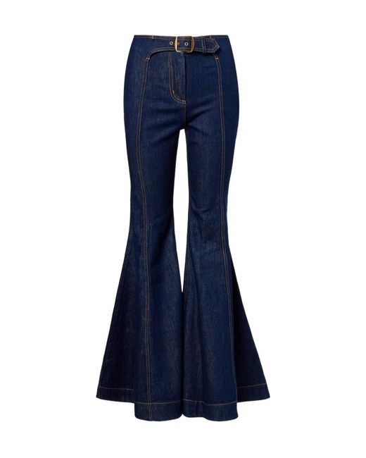 Zimmermann Blue Luna Belted Flared Jeans