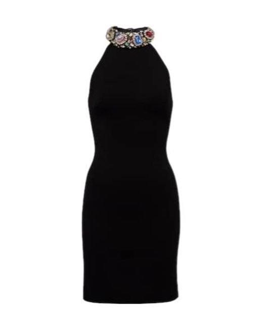 Area Black Crystal-Embellished Minidress
