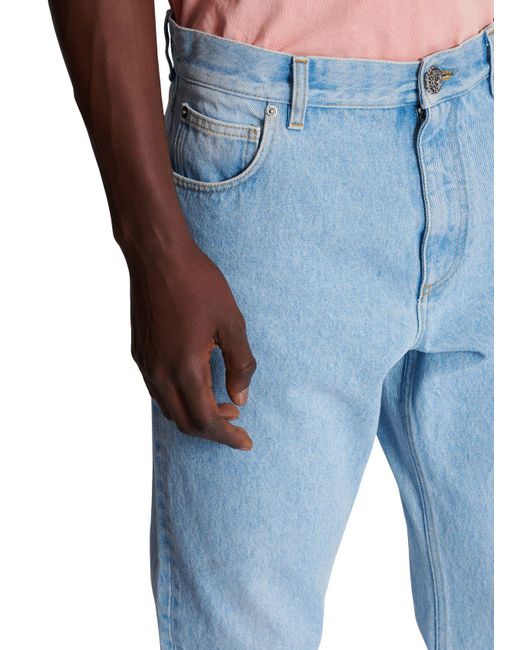 Balmain Blue Belt-Loop Jeans for men
