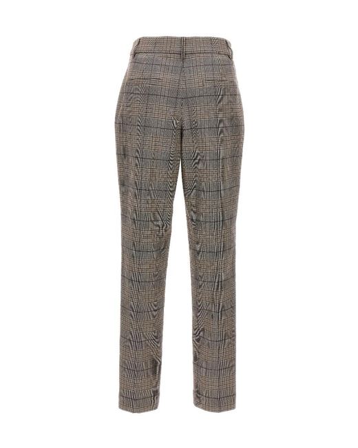 Brunello Cucinelli Gray Checked Tailored Trousers