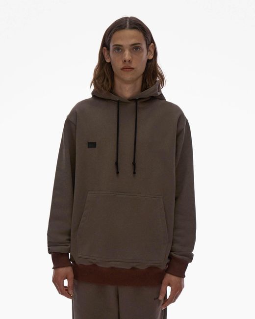 Helmut Lang Brown Logo Patch Drawstring Hoodie for men