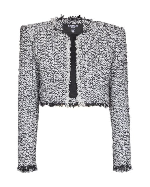 Balmain Black Tweed Cropped Jacket