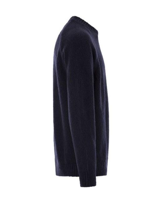 Stone Island Blue Round Neck Sweater With Raglan Sleeves for men