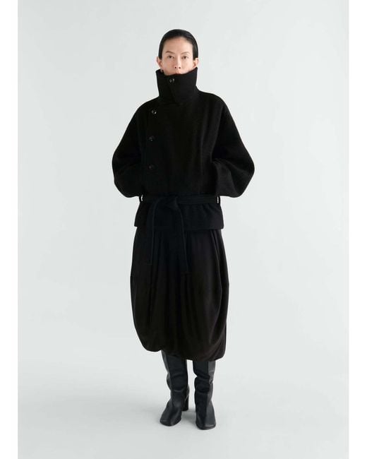 Lemaire Black Short Wrap Coat