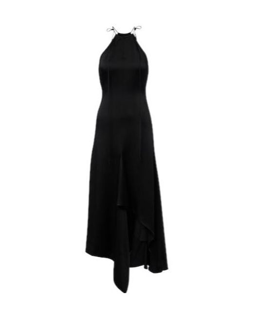 Victoria Beckham Black Asymmetric Crêpe Satin Midi Dress