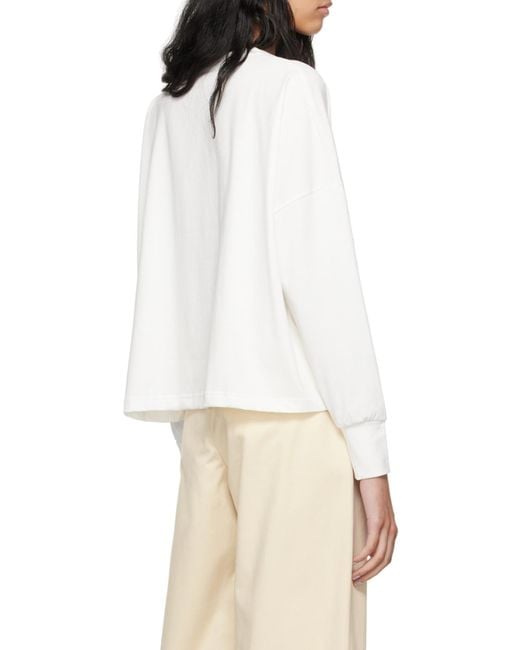 Studio Nicholson White Loop Long Sleeved Crewneck T-Shirt