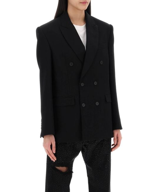 Wardrobe NYC Black Double-Breasted Suit Jacket