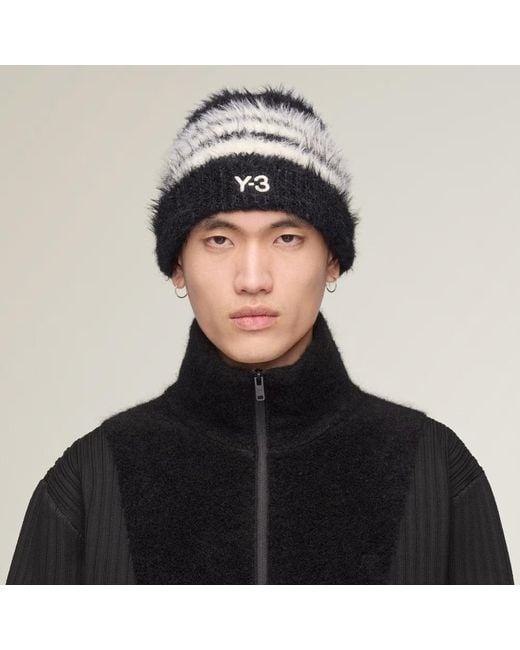 Y-3 Black Stripes Beanie for men