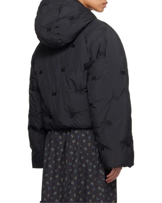 Ganni Black Short Tech Puffer Jacket