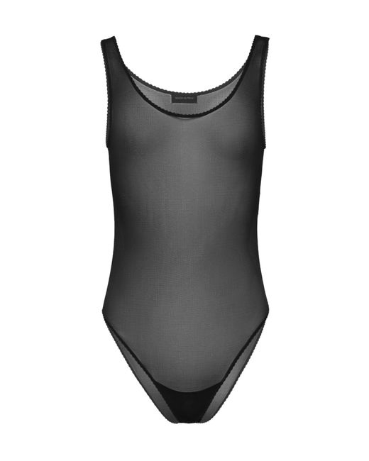 Magda Butrym Gray Mesh Scalloped Bodysuit