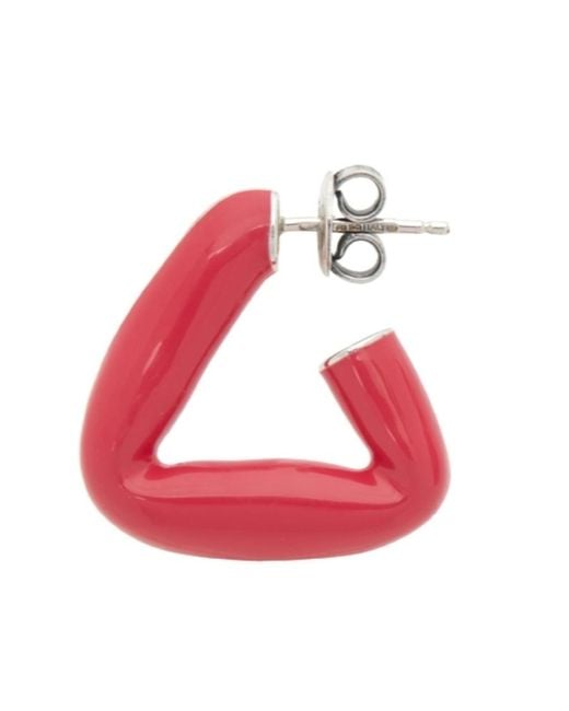 Bottega Veneta Red Triangle Hoop Earrings